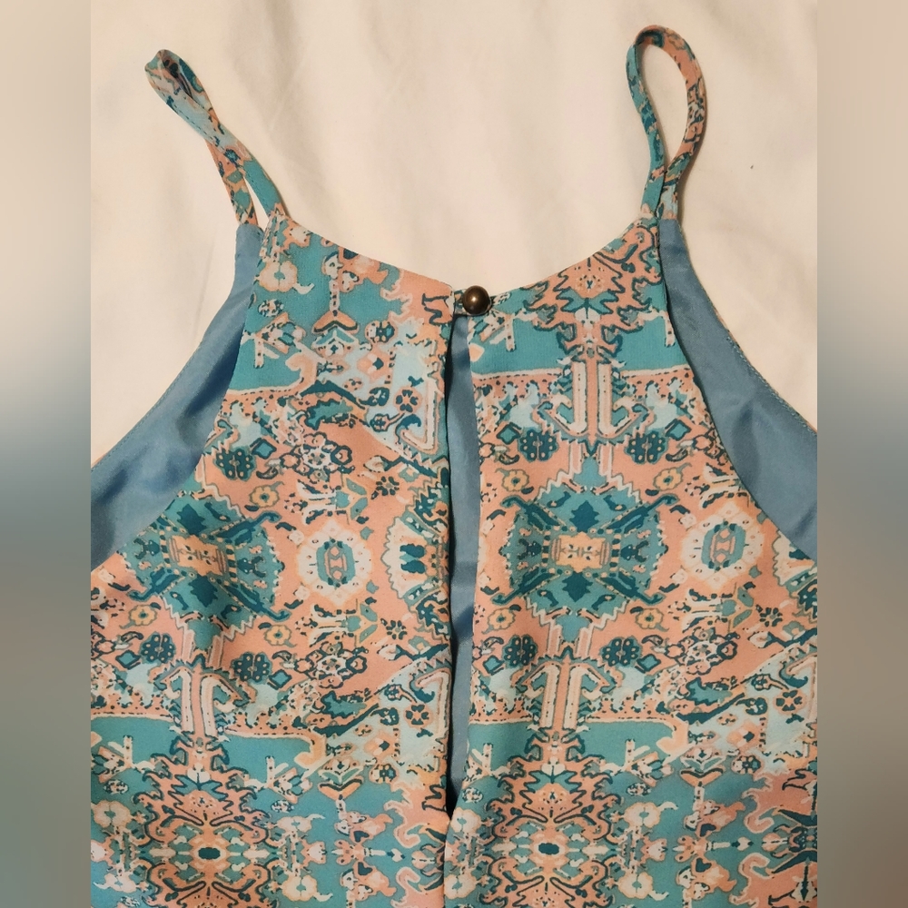 Decree Women's Tank Dress Fully Lined Pink and Green Size Medium - Picture 6 of 6